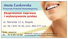 Ekspresowa naprawa protez ząbowych - Pracownia Protetyki Stomatologicznej Laskowska Aneta Słupsk