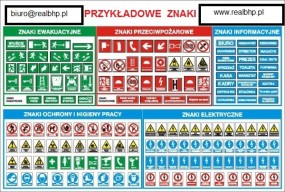 Instrukcje i znaki informcyjne - REAL  BHP - Środki Ochrony Pracy i Elektroizolacja Warszawa