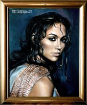 portret olejny pt Pani Lopez - karykatury portrety ilustracje Warszawa