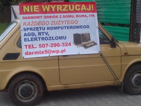 Darmowy odbiór zużytego sprzętu komputerowego,agd Żyrardów Piast - Darmix Dariusz Kossakowski Jaktorów