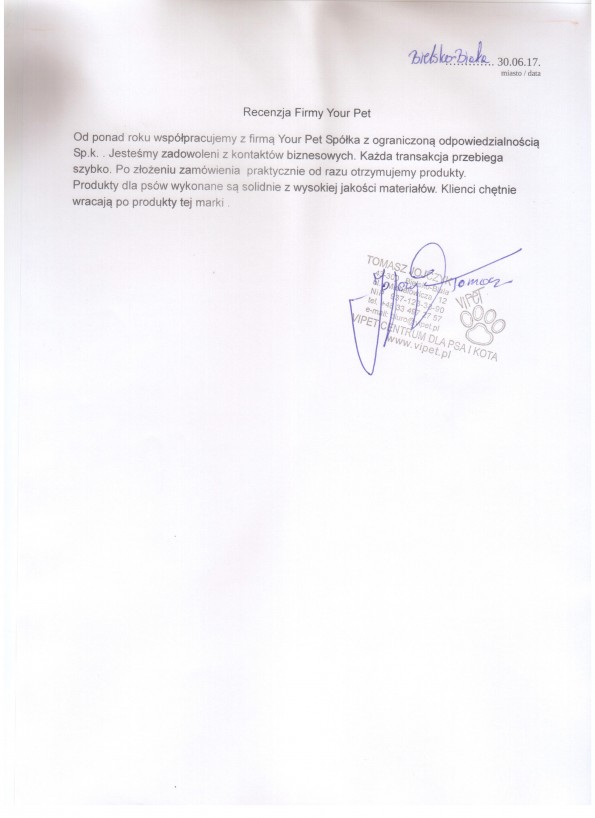 Referencja od firmy Vipet