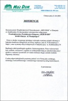 Referencja od firmy Stowarzyszenie Współwłaścicieli Nieruchomości MÓJ DOM