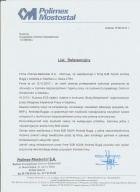 Referencja od firmy Polimex Mostostal S.A.