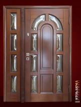 Drzwi zewnętrzne z dostawką - witraż z kryształem - Drzwi i Okna Drewniane Prostki