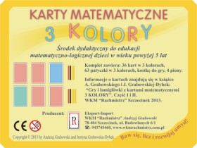 Karty matematyczne  3 KOLORY  - Wytwórnia Kart Matematycznych  RACHMISTRZ  Andrzej Grabowski Szczecinek