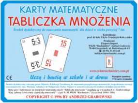 Karty matematyczne  Tabliczka mnożenia  - Wytwórnia Kart Matematycznych  Rachmistrz  Andrzej Grabowski Szczecinek