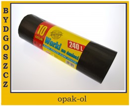 WORKI NA ŚMIECI O POJEMNOŚCI 240 L PAKOWANE NA ROLCE PO 10 szt. CZARNE - OPAK-OL Bydgoszcz