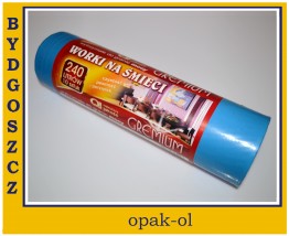 WORKI NA ŚMIECI GREMIUM 240 L PAKOWANE PO 10 szt. NIEBIESKIE - OPAK-OL Bydgoszcz