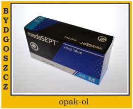 RĘKAWICE WINYLOWE MEDA SEPT BLUE NIEBIESKIE 100 szt. W KARTONIKU - OPAK-OL Bydgoszcz