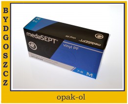 RĘKAWICE WINYLOWE MEDA SEPT BEZPUDROWE BIAŁE 100 szt. W KARTONIKU - OPAK-OL Bydgoszcz