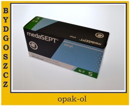RĘKAWICE WINYLOWE MEDA SEPT STANDARDOWE BIAŁE 100 szt. W KARTONIKU - OPAK-OL Bydgoszcz