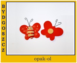 APLIKACJA DREWNIANA 3,5x4 cm MOTYLEK CZERWONY BLISTER 6 szt - OPAK-OL Bydgoszcz