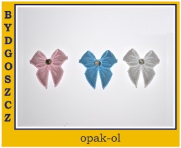 APLIKACJA Z CYRKONIĄ KOKARDKA 2x2,5 cm RÓŻNE KOLORY 10 szt - OPAK-OL Bydgoszcz