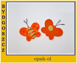 APLIKACJA DREWNIANA 3,5x4 cm MOTYLEK POMARAŃCZOWY BLISTER 6 szt - OPAK-OL Bydgoszcz