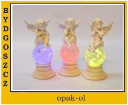 ANIOŁ NA KULI LED ŚWIECĄCY 14 CM 3 WZORY - OPAK-OL Bydgoszcz