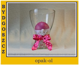 SZKŁO DEKORACYJNE WAZON/ŚWIECZNIK 19,5 CM - OPAK-OL Bydgoszcz