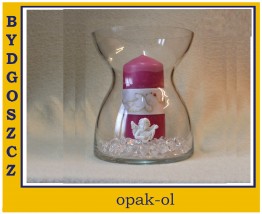 SZKŁO DEKORACYJNE WAZON/ŚWIECZNIK 20 CM - OPAK-OL Bydgoszcz