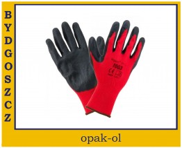 RĘKAWICE ROBOCZE URGENT IMPREGNOWANE POWLEKANE GUMĄ CZARNO-CZERWONE - OPAK-OL Bydgoszcz