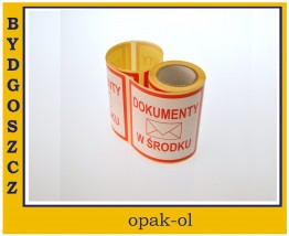 ETYKIETA SAMOPRZYLEPNA NA ROLI 10x10 cm 100 szt. DOKUMENTY W ŚRODKU - OPAK-OL Bydgoszcz