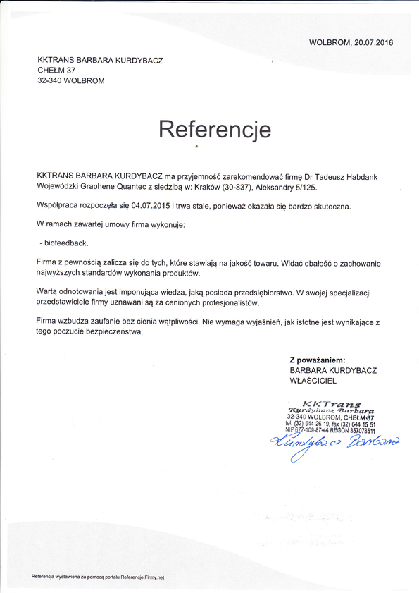 Referencja od firmy KKTrans