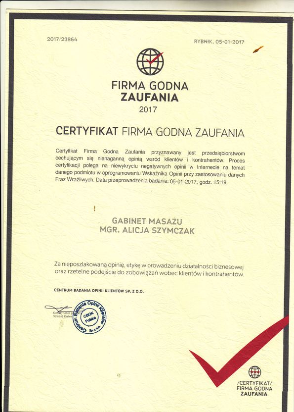 Referencja od firmy Centrum Badania Opini Klientów Sp. z o.o.