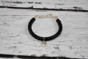 bransoletka czarna z serduszkiem - Pracownia Artystyczna Kraina Pomysłów Joanna Szczawińska Lubawa