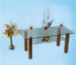 Szklany stolik na nóżkach drewnianych - MARCIN ŁUGIEWICZ Nowe Miasto Lubawskie