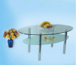 Owalny szklany stolik z półką - MARCIN ŁUGIEWICZ Nowe Miasto Lubawskie