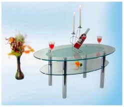 Owalny szklany stolik na nóżkach metalowych - MARCIN ŁUGIEWICZ Nowe Miasto Lubawskie