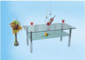 Prostokątny szklany stolik z półką - MARCIN ŁUGIEWICZ- producent stolików szklanych Nowe Miasto Lubawskie