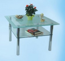 Kwadratowy szklany stolik z półką - MARCIN ŁUGIEWICZ Nowe Miasto Lubawskie