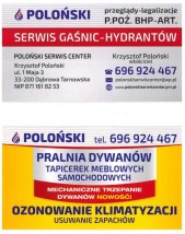 GAŚNICE HYDRANTY SERWIS , PRANIE DYWANÓW - Poloński Serwis Center Krzysztof Poloński Dąbrowa Tarnowska