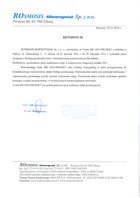 Referencja od firmy ROSMOSIS-WAWRZYNIAK Sp. z o. o.