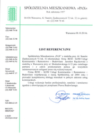 Referencja od firmy Spółdzielnia Mieszkaniowa PAX