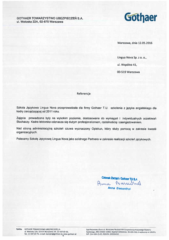 Referencja od firmy GOTHEAR