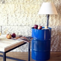 Lampa Beczka niebieska, stolik - Living Art meble dekoracje design Bydgoszcz