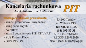 Usługi podatkowo- księgowe - Kancelaria Rachunkowa Pit Jacek Kotowicz Tarnów