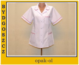 Bluza kucharska gastronomiczna damska elanobawełna biała krótki rękaw - OPAK-OL Bydgoszcz