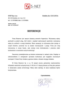 Referencja od firmy S-NET Sp. z o.o.