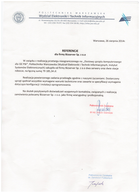 Referencja od firmy Politechnika Warszawska