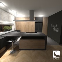 Projekt wnętrza kuchni w domu jednorodzinnym. - Karolina Matuszewska Koncept Studio Projektowe Bydgoszcz