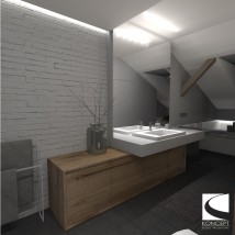 Projekt łazienki na poddaszu Bydgoszcz - Karolina Matuszewska Koncept Studio Projektowe