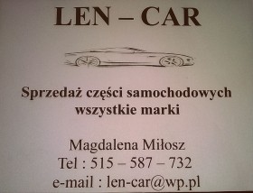 Sprzedaż części i akcesorii samochodowych - LEN-CAR Łódź