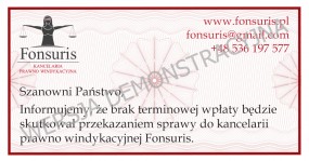 Pieczęć preferencyjna - Kancelaria Prawno Windykacyjna Fonsuris Wieliczka
