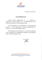 Referencja od firmy OPERATOR SYSTEMU MAGAZYNOWANIU
