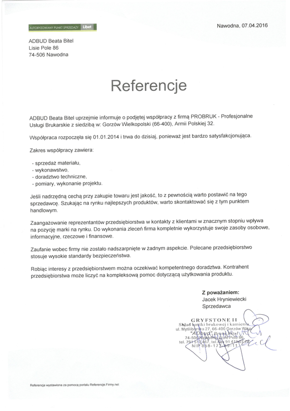 Referencja od firmy ADBUD