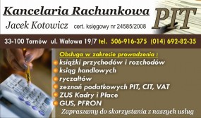 Rozliczenia podatków pit, cit, vat - Kancelaria Rachunkowa Pit Jacek Kotowicz Tarnów