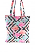 Torba bawełniana fullprint - flamingi + romby - ALLBAG Wadowice