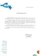 Referencja od firmy ERA + Sp. z o.o.