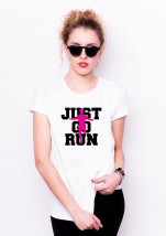 Sportowy T-shirt damski (biały)- JUST GO RUN - ALLBAG Wadowice